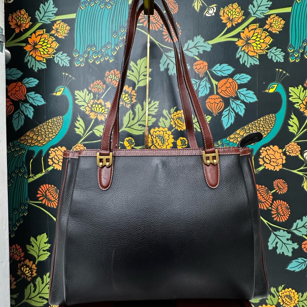 Sold live! Vintage Bally Black Pebbled Leather Large Zippered Tote with Dust Bag - Picture 4 of 15